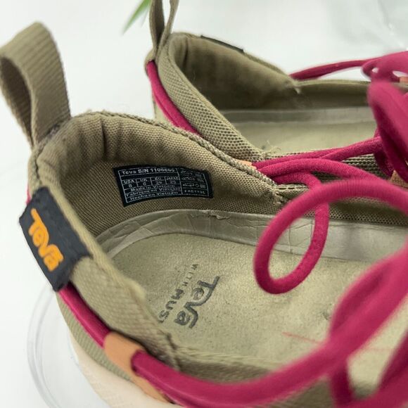 Teva Women's Mary Jane Voya Infinity Size 8 Green Red Fabric Flat Slip On Shoes - Picture 11 of 12